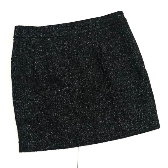 Ann Taylor Black Tweed & Silver Metallic Glitter Mini Skirt Size 10 ~ skirt only - Picture 2 of 5